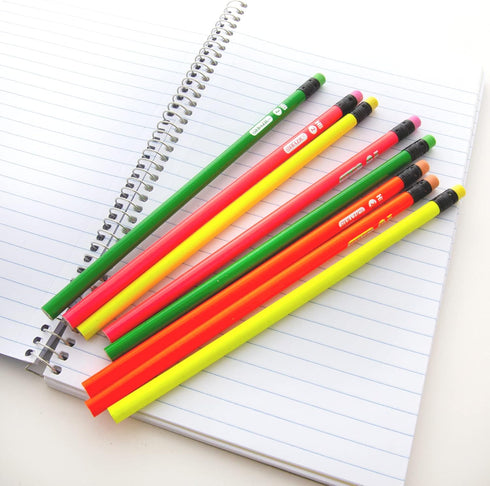 BAZIC Wood Pencil Neon Pencils, Latex Free Eraser, Unsharpened Rewards Pencil for Writing Drawing (8/Pack), 1-Pack...