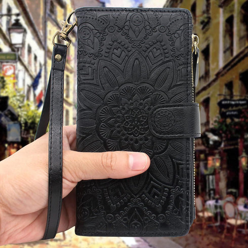 Harryshell Compatible with iPhone 13 Pro 6.1 inch 5G 2021 Wallet Case Detachable Magnetic Cover Zipper Cash Pocket Multi Card Slots Holder Wrist S...
