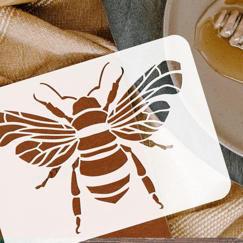 FINGERINSPIRE Bee Stencil 8.3x11.7inch Reusable Datura Bumblebee Drawing Stencil DIY Craft Hornet Painting Template Animal Bee Pattern Stencil for...