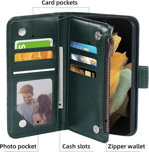 Asuwish Phone Case for Samsung Galaxy S21 Ultra 5G Wallet Cover with Tempered Glass Screen Protector and Flower Leather Flip Credit Card Holder Ce...