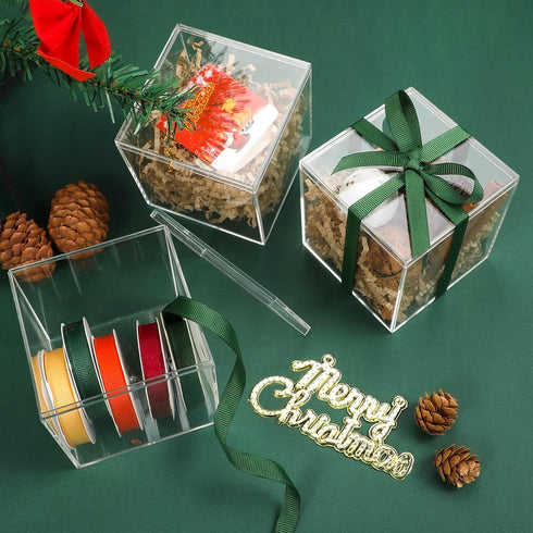 Kamehame Acrylic Boxes for Display 3 Pack Clear Plastic Square Cube, 3.3x3.3x3.3Inch/85x85x85mm Small Acrylic Box with Lid, Candy Pill and Tiny Je...