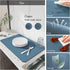 Drying Mat for Kitchen Countertops, Coffee Mat Hide Stain Rubber Backed Absorbent Dish Drying Mat (Blue, 12"x16")...