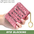 Credit Card Holder for Women, Small RFID Card Wallet Slim Leather Card Organizer Case with Zipper & Keychain(Work Hard)...