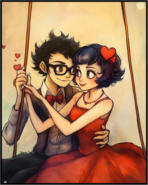 Posterizer 1 pcs-cute quirky couples art-Valentine's day inspired -2-Romantic Art-Holiday Poster Collection-Gift for Couples boyfriend girlfriend ...