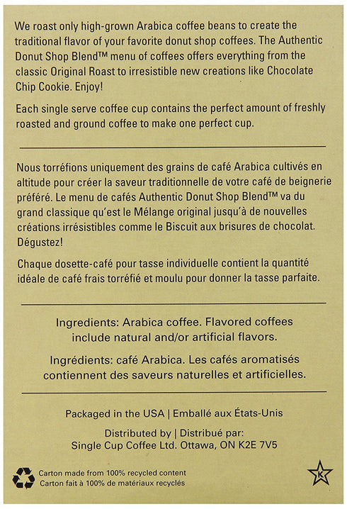 Authentic Donut Shop Blend Chocolate Chip Cookie Single Cup Coffee for Keurig K Cup Brewers, 24Count...