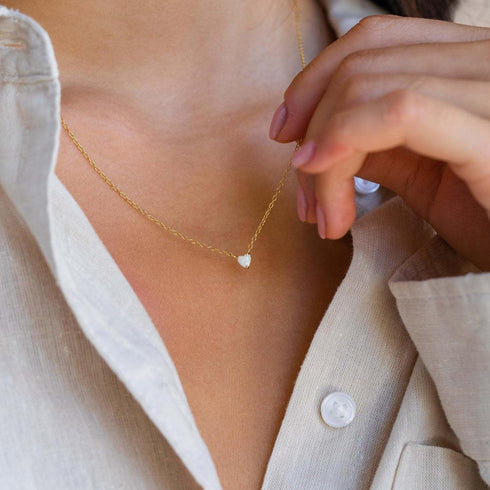Cute Gold Heart Necklace, Tiny 14K Gold Plated Love Heart Necklace Trendy Small Diamond Open Heart Pendant Necklace Dainty Gold Necklaces for Wome...