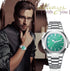 Men Silver Diamond Watch: Quartz Luminous Analog Watch Waterproof Wristwatch Stainless Steel Band Reloj with Gift Box & Removal Tool...