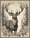 Posterizer 1 pcs- Beautiful deer in a jungle with wild white flowers-Art for Animal Lovers-Floral Botanical Art- Gift for Men Women -Decor for Bed...