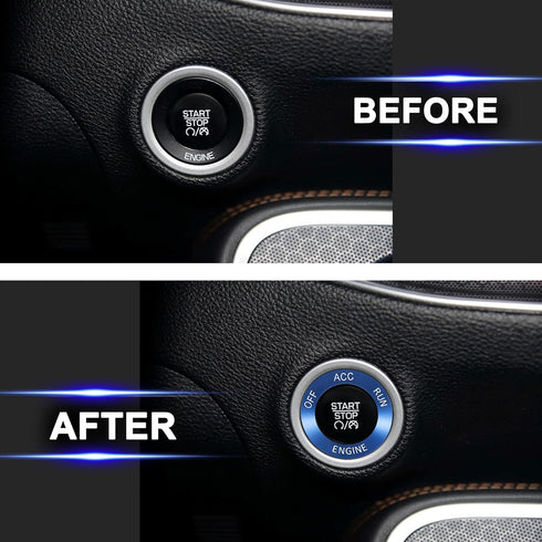 TOMALL Aluminum Alloy Engine Start Stop Push Button Ring Compatible with Dodge Challenger Charger 2015-2020 Car Power Ignition Switch Button Cover...