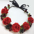 Flower Crown Girls Floral Headpiece - Artificial Burgundy Roses Wedding - Bridal Boho...