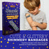 Glitter Bandages for Kids -(100 Count Box) Adhesive Bandage Strips w/Colorful Glitter Design & Latex-Free Individually Wrapped Strips for First Ai...