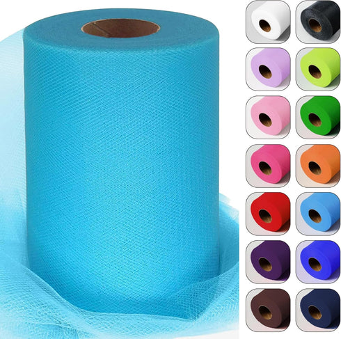 Turquoise Tulle Fabric Roll 6 Inch by 100 Yards (300 feet) Sheer Netting Spool for Tutu Skirt Gift Wrapping Wedding Baby Shower Party Decorations ...