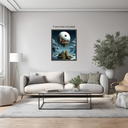 Posterizer 1 pcs-flying futuristic magic city-Abstract & Modern Art-Fantasy & Fiction Art-Gift for Art Lovers-Decor for Home & Office- UNFRAMED Wa...