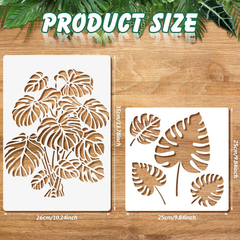 9 Pieces Reusable Painting Stencil Tropical Stencil Plastic Paint Stencils Summer Pattern Drawing Templates Stencils Reusable Craft Stencils for P...