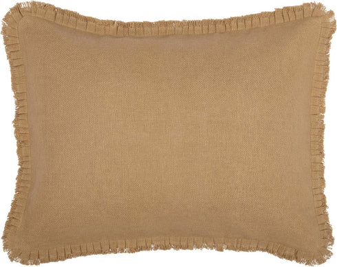 VHC Brands Burlap Pillow Sham Cover with Fringed Ruffle Cotton Farmhouse Decor Button...