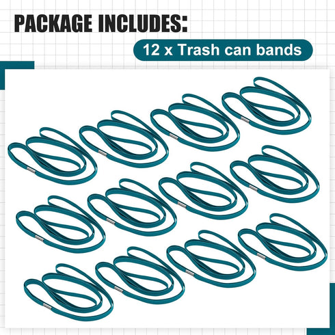 12 Pieces 78.7 Inches Trash Can Bands Fits 94-96 Gallon Garbage Can Large Rubber Bands Garbage Can Bag Holder Litter Box Band Loop for Trash Can O...
