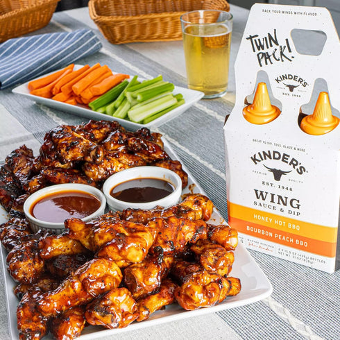 Kinder's Bourbon Peach & Honey Hot Wing Sauce, 15.5 Ounce (Pack of 2)...