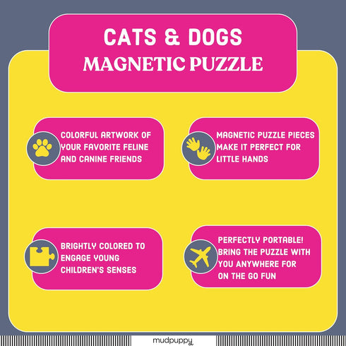 Mudpuppy Cats & Dogs - Tri Fold Magnetic Puzzles Featuring Two 20 Piece Cat and Dog Themed Artwork...