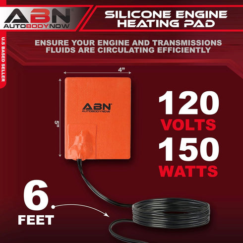 ABN Silicone Heating Pad 120V - 4 x 5 Inch Universal Engine Heater Car Oil Pan Heater Pad, 150W Electric Heater Pad...