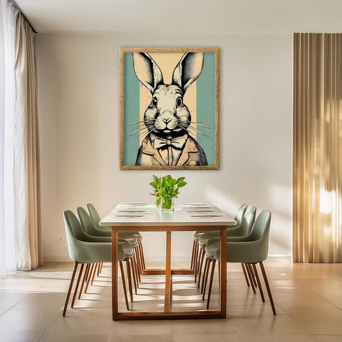 Posterizer 1 pcs-cute bunny wearing clothes-retro style-Art for Animal Lovers-GIft for Men Women Teens-Decor for Home & Office- unframed wall art...