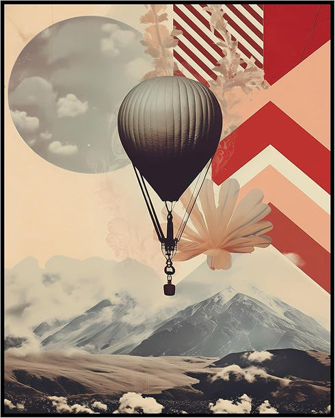 Posterizer 1 pcs-collage with landscapes and a balloon-Abstract & Modern Art-Landscape & Nature Art-Gift for Art Lovers- UNFRAMED Wall Art...