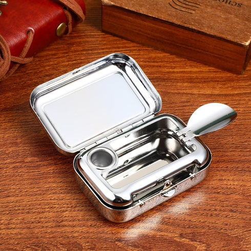 GARNECK Mini Compact Stainless Steel Portable Ashtray, Car Supplies White Patch Ashtray with Lid...