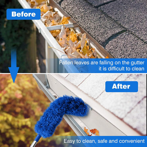 Gutter Cleaning Tools Roofing Tool Guard Cleaner Tool with Telescopic Extendable Telescopic Pole 8.2ft, Easy Remove Leaves and Debris from The Gro...
