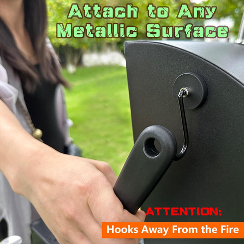 Smoker Grill Hooks 4 Pack Heavy Duty,Non-Slip Magnetic Grill Hooks for Grill Utensils,Strong Magnetic Hooks for Traeger Blackstone Pit Boss Camp C...