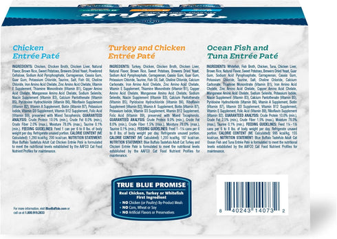 Blue Buffalo Tastefuls Wet Cat Food Paté Variety Pack, Made with Natural Ingredients | Chicken, Turkey & Chicken, and Ocean Fish & Tuna Entrées, 5...