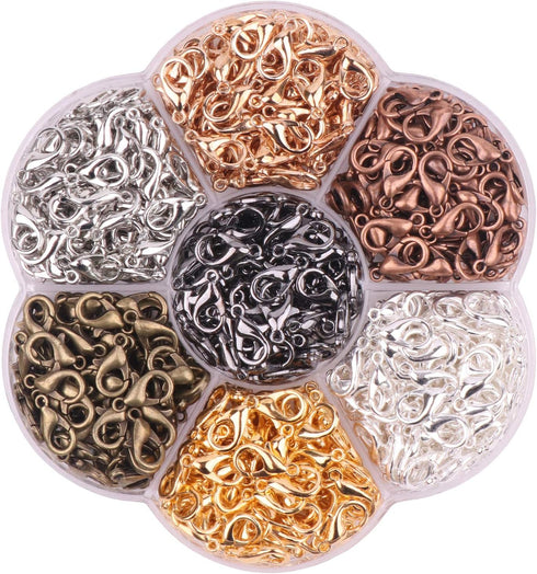 YAKA 350pcs 1 Box 7 Colors Alloy Lobster Clasp DIY Jewelry Bracelet Necklace Making Fastener Hooks (12x7mm)...