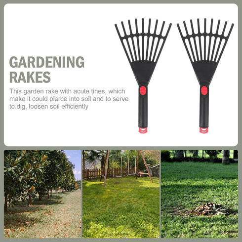 GANAZONO Hand Tools 2pcs Garden Leaf Rake Poly Shrub Rake Gardening Hand Rakes Garden Rake to Collect Loose Debris for Lawn Grass and Leaves Garde...
