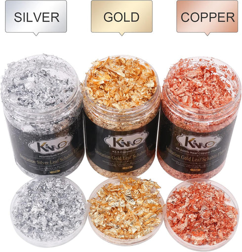 Gold Foil Flakes for Resin, 30g Gold Leaf Flakes for Nail Art, Painting, Crafts, Slime and Resin Jewelry Making (10g / Bottle)...