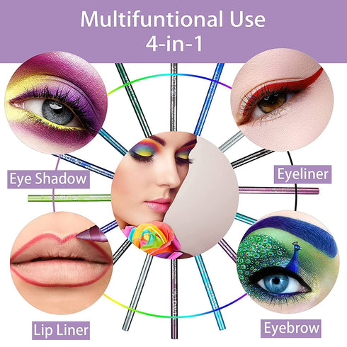 15 Colors Eyeliner Pen Set, Eyeliner Pencil Set, Waterproof Colorful Eyeliner Kit Long Lasting Eyeshadow Pencil Professinal Eye Makeup Set Pearl E...