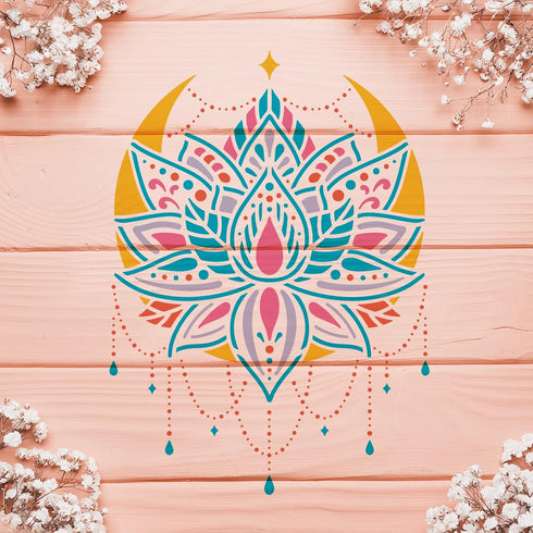 FINGERINSPIRE Lotus Stencils 11.7x8.3 inch A4 Plastic Flowers Drawing Painting Stencils Mandala Flower Wall Stencils Reusable Stencils for Paintin...