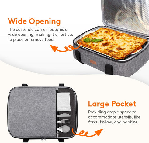 Lifewit Insulated Casserole Carrier for Hot or Cold Food, Casserole Dish Carrying Case, Lasagna Holder for Potluck Parties/Picnic/Cookouts, Fits 9...