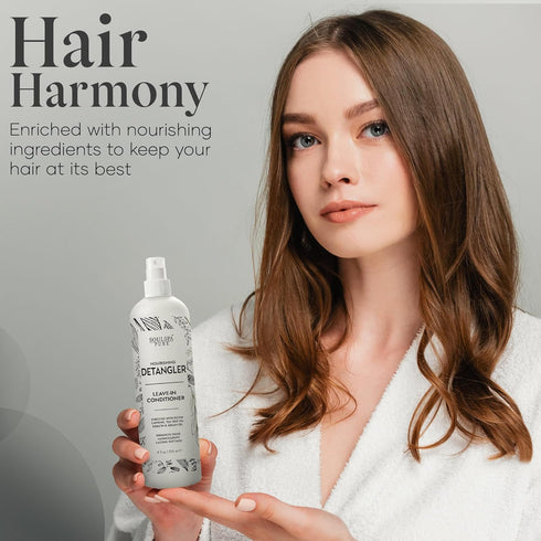 Leave In Conditioner Spray & Hair Detangler - Softens & Protects from Moisture Loss & Frizz - for Curly, Dry & Damaged Hair with Argan Oil, Caffei...