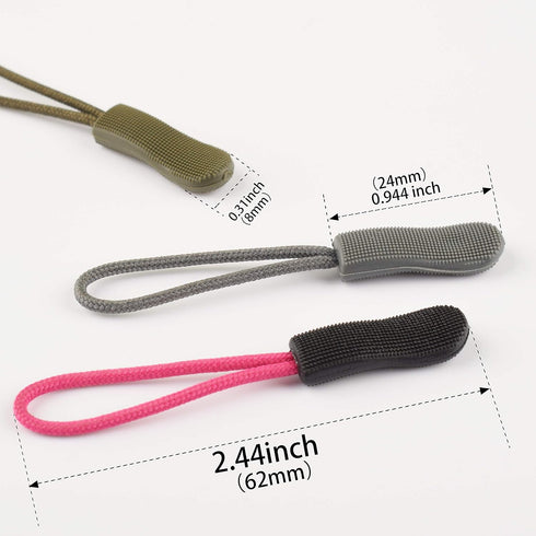 CTZD Durable Cord Zipper Pulls Pull Tab Zipper Replacement for Purses,Backpacks, Luggage, Clothing?Black Red,10 Pack...