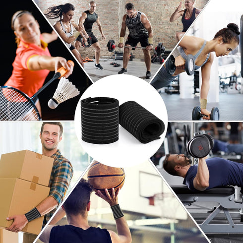 Sibba Wrist Brace Wraps 4 PCS Carpal Tunnel Support Straps Compression Sleeve Weightlifting Work Wristbands Gym Wrap Band Forearm Sweatband Tennis...