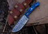 BCK damascus knife damascus steel hunting knife Fixed Blade Hunting Knife with Sheath - Damascus Knife with Blue Wood Handle - 9.75 Inches Handmad...