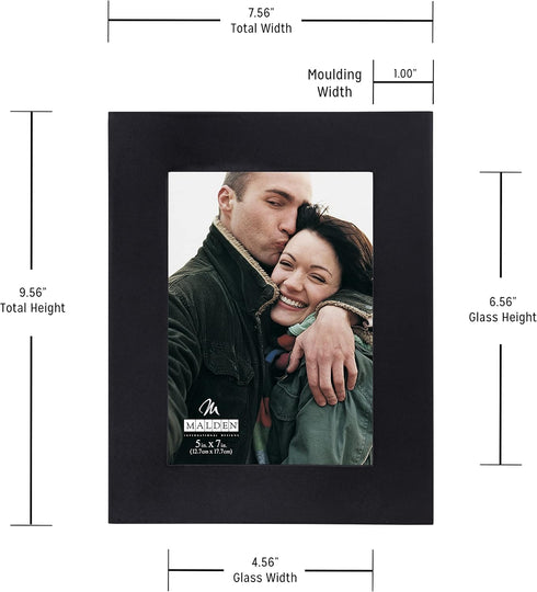 Malden International Designs 5x7 Picture Frame, Black, 1 Count (Pack of 1)...