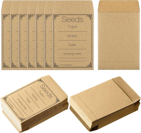 Teling 100 Pcs Let Love Grow Packets Unfilled Kraft Wedding Favors Packets Self Adhesive Rustic Envelopes Small Flower Storage Packets Retro Party...