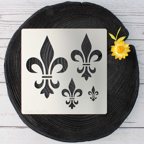 Aleks Melnyk No.250 Metal Stencil, Fleurs de Lys Symbole, French fleur-de-lis, Lily Flower, Ornament, Vintage, Patterns, Template for Wood Burning...