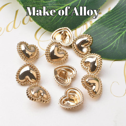 30 Pcs Metal Heart Buttons, Gold Retro Vintage Buttons Heart Metal Buttons Sew on Buttons Embellishments for DIY Crafts, 15mm...