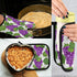 Potholders and Oven Mitts Purple Grape Vine and Leaves Non Slip Heat Resistant Oven Mitts and Pot Holders Sets for Kitchens for Baking Finger Hand...