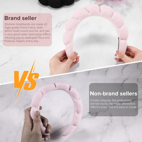 Spa Headbands for Washing Face or Facial, Set of 2 Skincare Headbands, Terry Cloth Headband Face Wash Headband Combo Pack - Puffy Makeup Headbands...