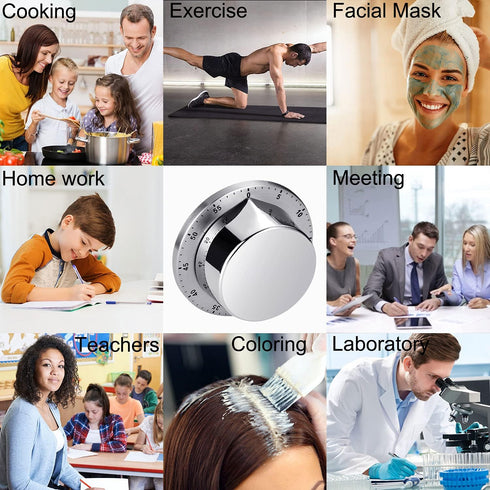 Kitchen Timer, Chef Cooking Timer Clock with Loud Alarm, No Batteries Required, 100% Mechanical - Magnetic Backing, Exquisite Stainless Steel Body...