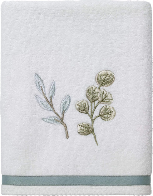Avanti Linens - Hand Towel, Soft & Absorbent Cotton Towel (Ombre Leaves Collection), 28.00" x 16.00", White...