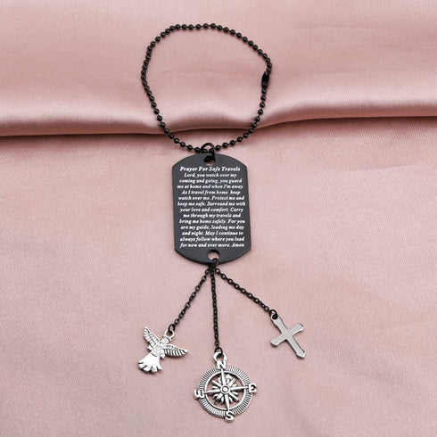 AKTAP Guardian Angel Car Pendant Prayer for Safe Travels Car Interior Car Rear View Mirror Hanging Vehicle Interior Gift for Divers (Safe Travels ...