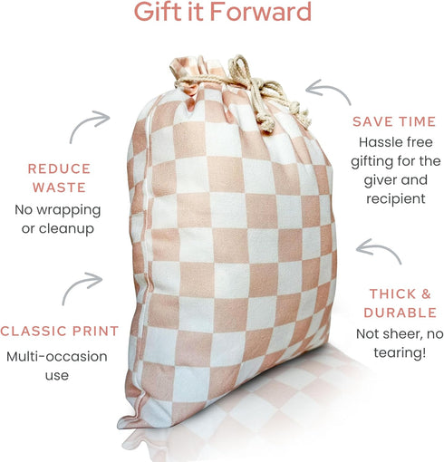 Gather & Knot Drawstring Gift Bags | 20" Large 12" Small | Premium Canvas | Reusable Fabric Wrap for All Occasions, Birthdays, Baby Shower | Check...