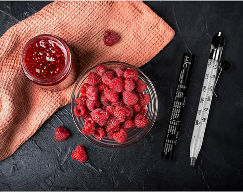 HIC Kitchen Roasting Deep Fry Candy Jelly Thermometer, Easy-Read Glass Tube with Protective Sheath and Temperature Guide...